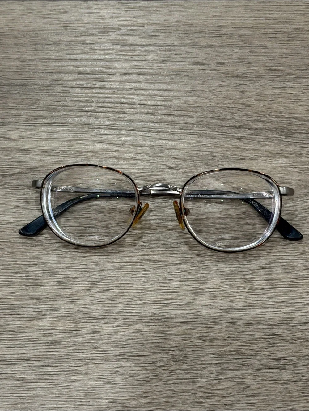 Safilo Elasta E7209 Eyeglasses Frame Silver Tortoise Oval 48 20 140 Italy